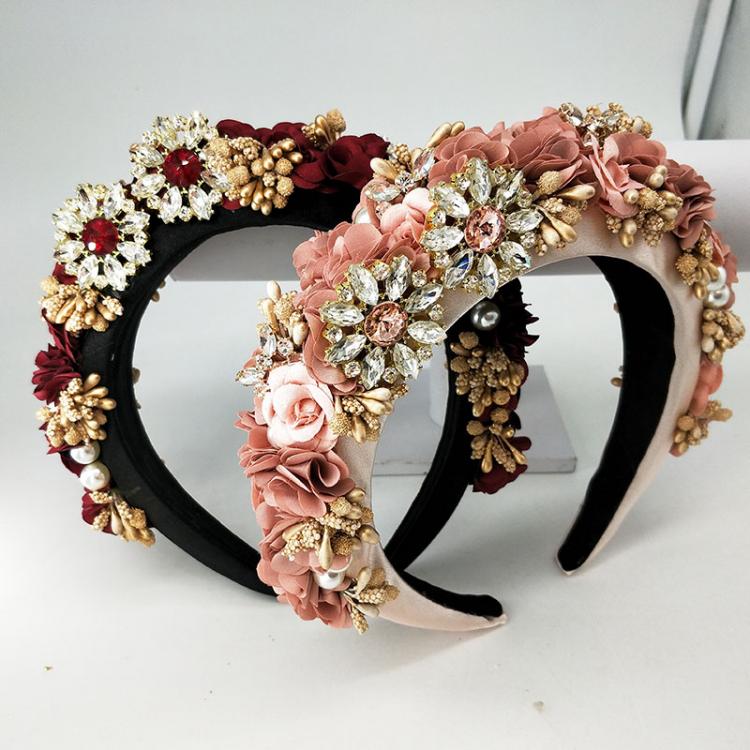 all in one place תכשיטי אופנה Fashion Flower Hairband For Women Compacted Crowns,Soft Crystal Hairhoop,Turban,Women's Headbands,Wedding Girls Accessories