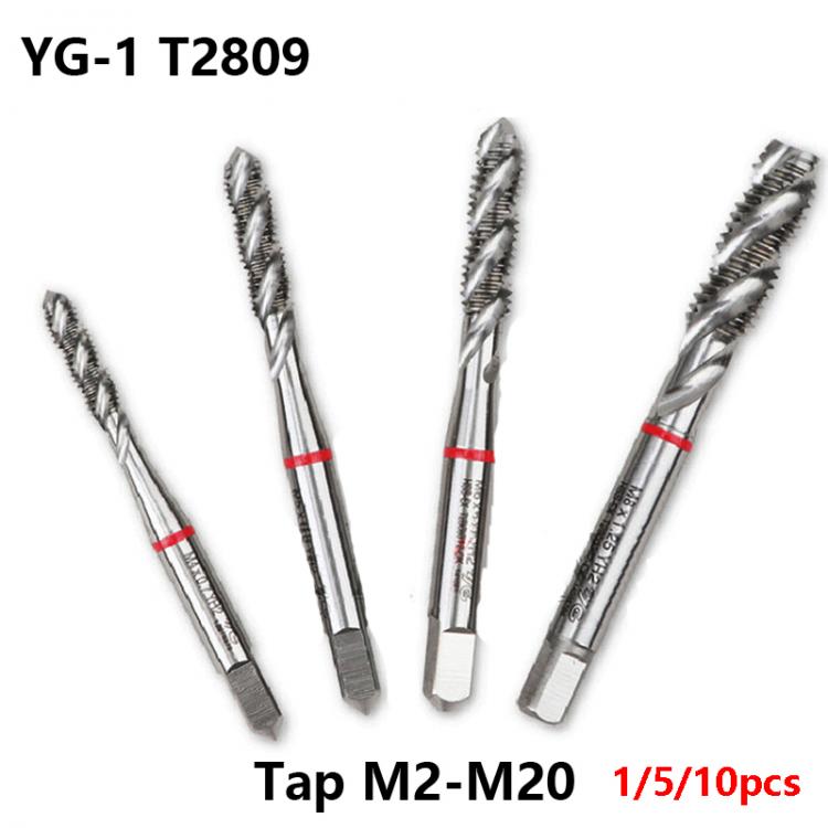 all in one place כלי עבודה 1/5/10 YG1 HSS Spiral Tap T2809 M2 M3 M4 M6 M16 M20 processing Stainless Iron Plate Copper Aluminum CNC Lathe Blind Hole Tapping