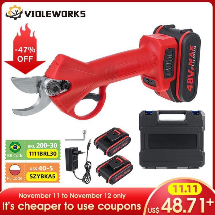 all in one place כלי עבודה 48V Electric Cordless Pruner Pruning Shear with 9000mAh Lithium-ion Battery Efficient Fruit Tree Bonsai Pruning Cutter EU Plug