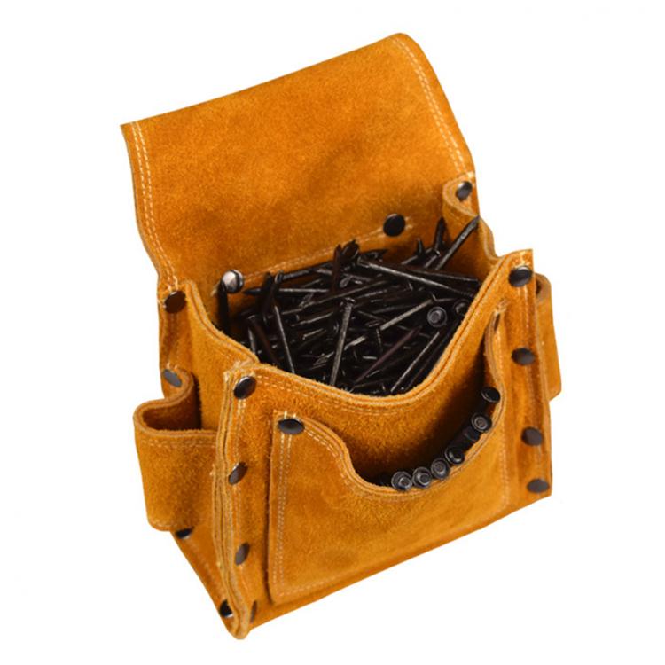 all in one place כלי עבודה Woodworking Nail Pocket Cowhide Leather Thick Wearable Screws Nails Waist Pack Multi Function Metal Parts Tool Storage Bag