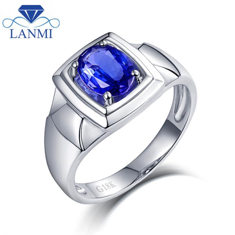 all in one place תכשיטי גברים Natural Tanzanite Anniversary Men's Ring Real Solid 18K White Gold Simple Design  Husband Christmas Fine Jewelry Gift Wholesa
