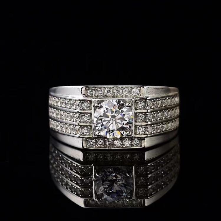 all in one place תכשיטי גברים Luxury Diamond Men's Ring Moissanite Gemstone Wedding Ring 925 Sterling Silver Platinum Plated 1-2ct