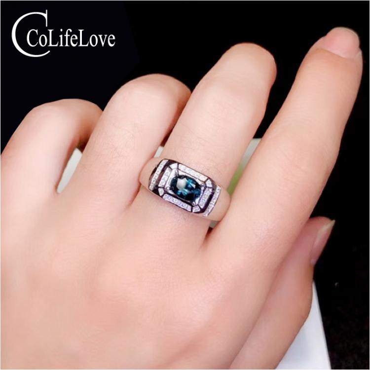 all in one place תכשיטי גברים CoLife Jewelry Sapphire Ring for Man 0.8ct Natural Sapphire Man Silver Ring Solid 925 Silver Man Sapphire Gift for Biyfriend