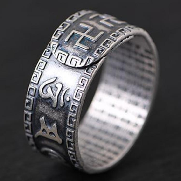 all in one place תכשיטי גברים 925 Jewelry Rings Sterling Silver With Swastika Symbol Tibetan Buddhism Resizable Mens Brave Troops Buddha Ring Gift For Man