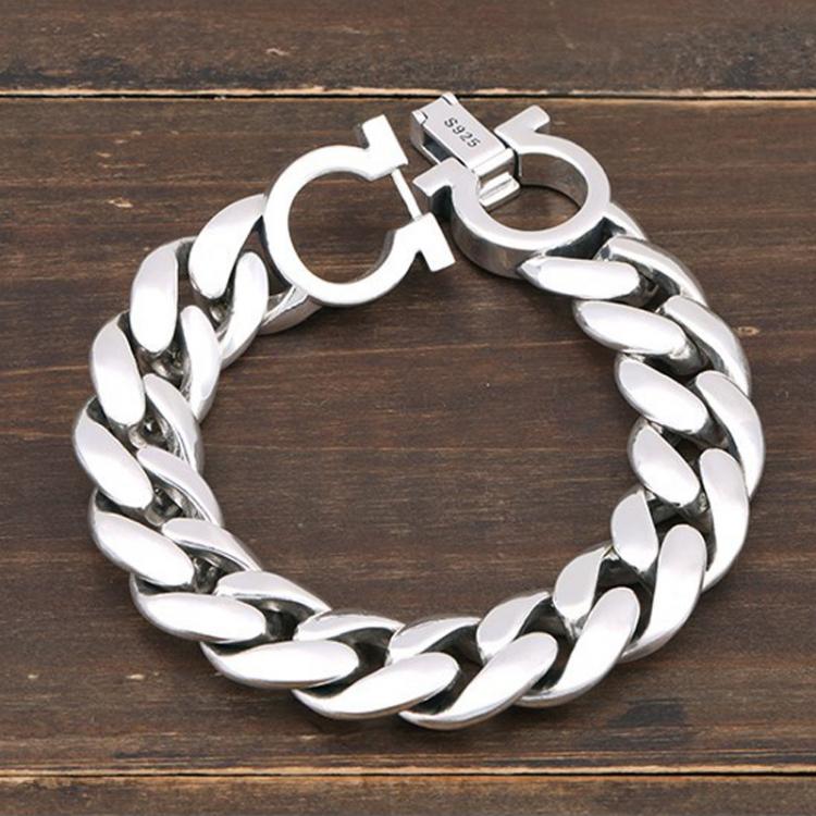 all in one place תכשיטי גברים 15mm 102g-125g heavy Real 925 Sterling Silver men women lovers' Punk Rock classic Link chain bangle Bracelet jewelry gift A44