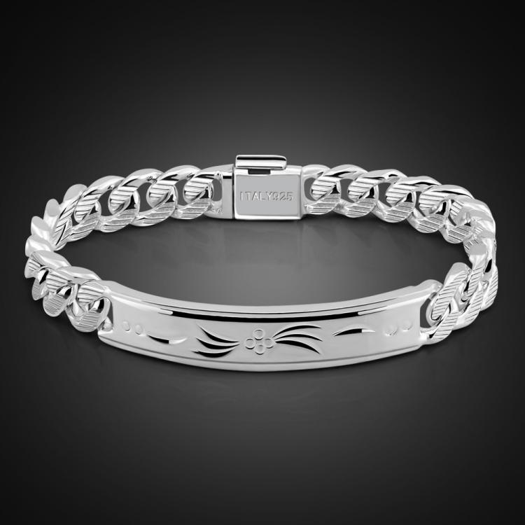 all in one place תכשיטי גברים Fashion 925 sterling silver bracelet for men Male cool rock punk style bracelet 100% Solid silver 10 mm 20 cm bracelet jewelry