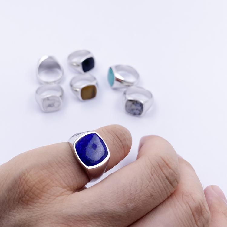 all in one place תכשיטי גברים Sterling Silver Lapis Lazuli Gemstone Pinkie Signet Ring