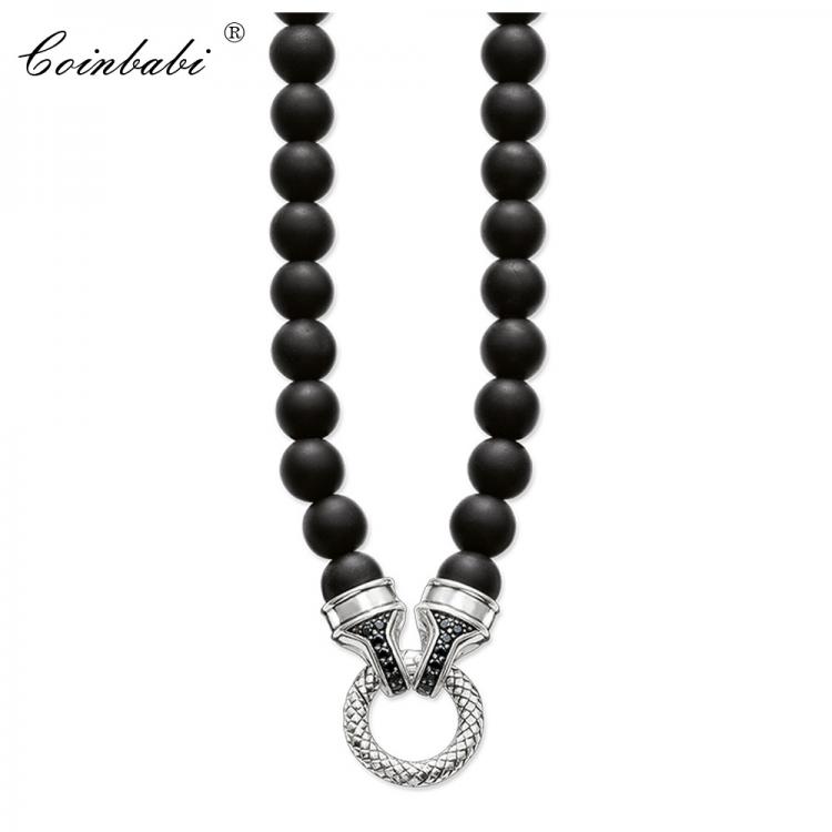all in one place תכשיטי גברים Necklace Silver Pave Obsidian Carrier Punk Gift For Women & Men, Europe Style Jewelry  Sterling Silver Fashion Jewelry