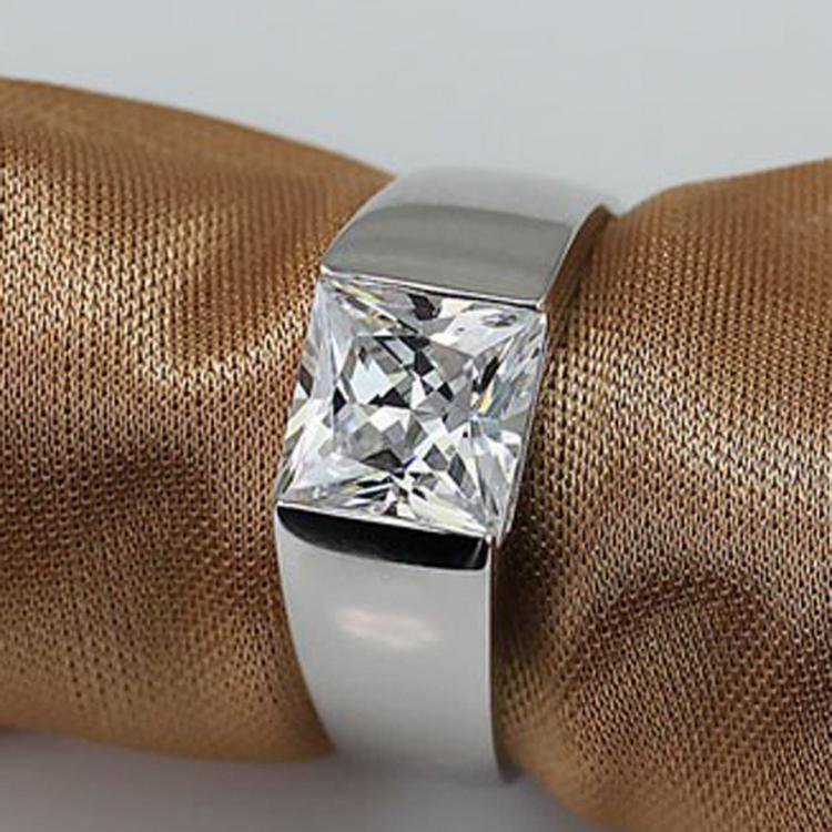 all in one place תכשיטי גברים Handsome male ring 925 Sterling silver Princess cut 8mm AAAAA Zircon cz Wedding Band Rings for men Statement Party Jewelry