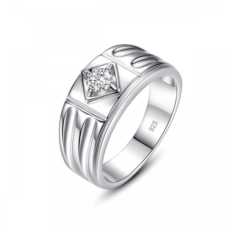 all in one place תכשיטי גברים 585 White Gold 0.3ct 4mm Moissanite Lab Grown Diamond Men Rings For Wedding & Engagement Jewelry Gift Real 925 Sterling Silver