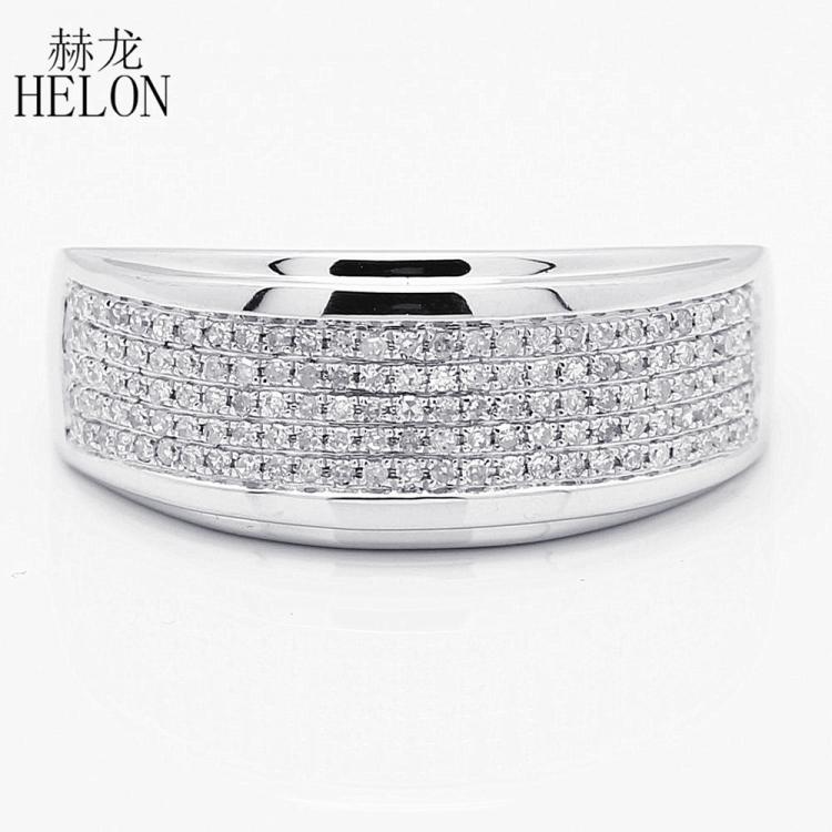 all in one place תכשיטי גברים HELON Men Diamond Band 925 Sterling Silver 0.5ct Natural Diamond Engagement Ring Stylish Party Glamorous Fine Jewelry Man Ring