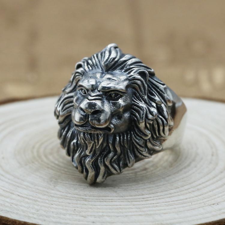 all in one place תכשיטי גברים Authentic 925 Silver Men's Jewelry Domineering  Lion Opening Adjustable Size Ring Retro Exaggerated Ring Gift