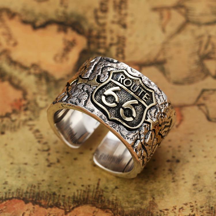 all in one place תכשיטי גברים New Style Male Personality Domineering Digital Wide Open Silver Ring Retro Locomotive Wind Index Finger Jewelry Accessories