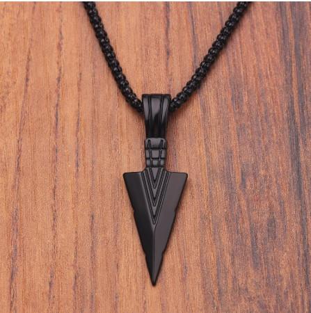all in one place תכשיטי גברים Matte Black Long Necklace with Arrow Pendant Jewelry Chain Crystal from Swarovskis Hip Hop Punk Rock Christmas Gift For Men