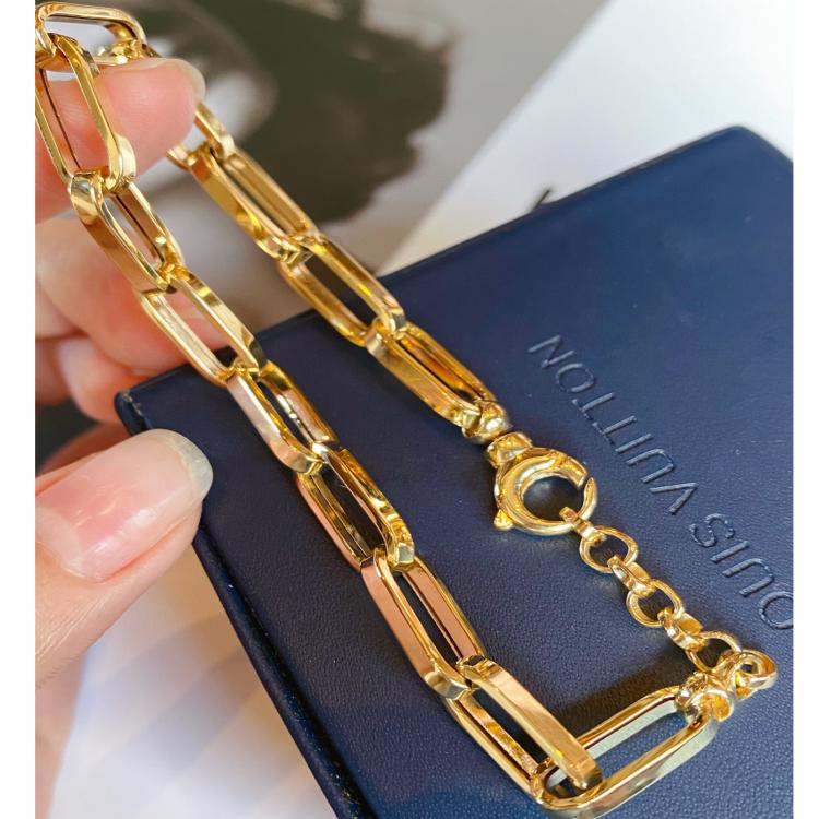 all in one place תכשיטי גברים 18K Import Solid Bracelet Men Yellow Real Gold Jewelry(AU750)Irregular geometry Handmade Chain Fashion Party Wedding Customize