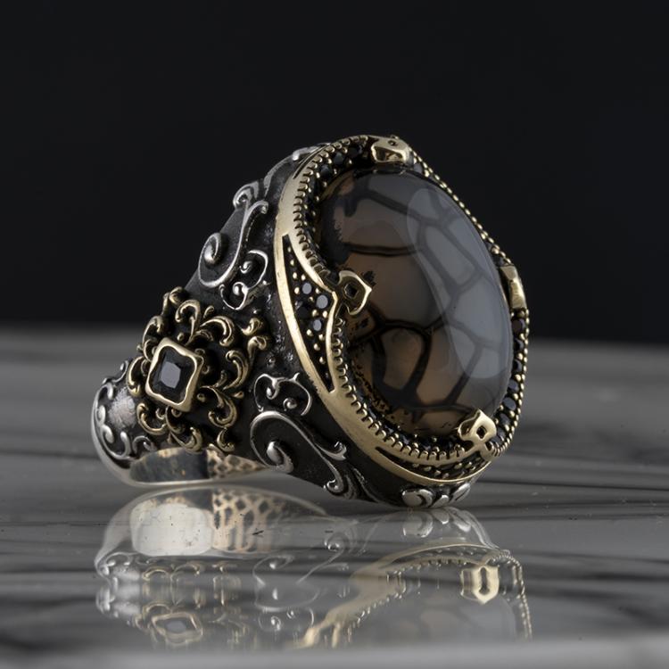all in one place תכשיטי גברים Real High-quality 925 Sterling Silver Agate / Onyx Stone ring Jewelry Made in Turkey in a luxurious way for men with gift Black