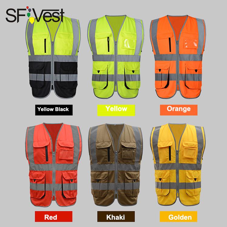 all in one place כלי עבודה SFvest  High visibility Construction work uniforms safety reflective vest safety vest company  logo printing free shipping