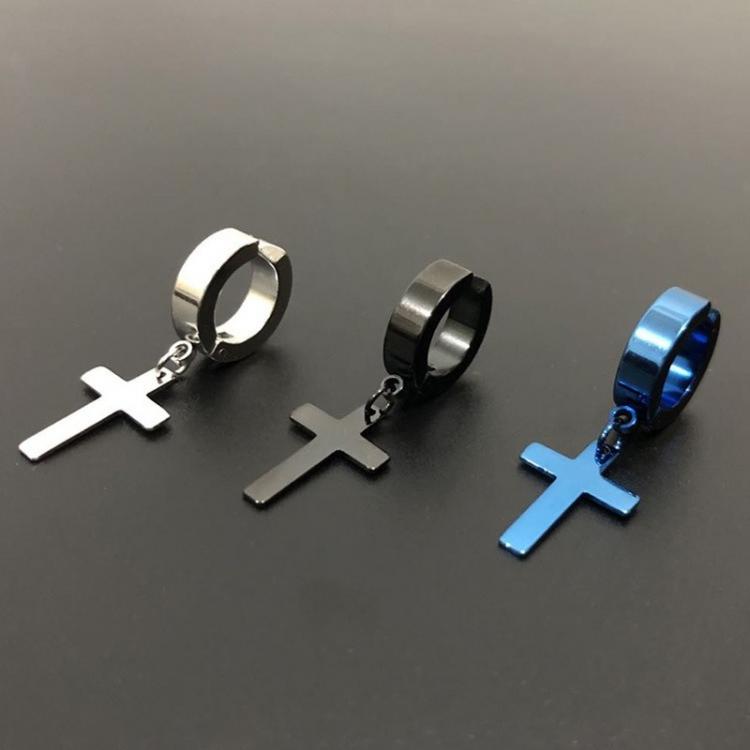all in one place תכשיטי גברים 1pc Fake Piercing Earrings Stainless Steel Clip on Non Piercing Earrings for Women Men Cross Gothic Punk Rock Drop Pendiente