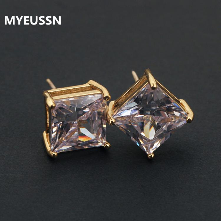 all in one place תכשיטי גברים Classic Square Cubic Zirconia Stud Earrings for Men Small CZ Crystal Women Studs Ear For Party Mens Earrings hip hop jewelry