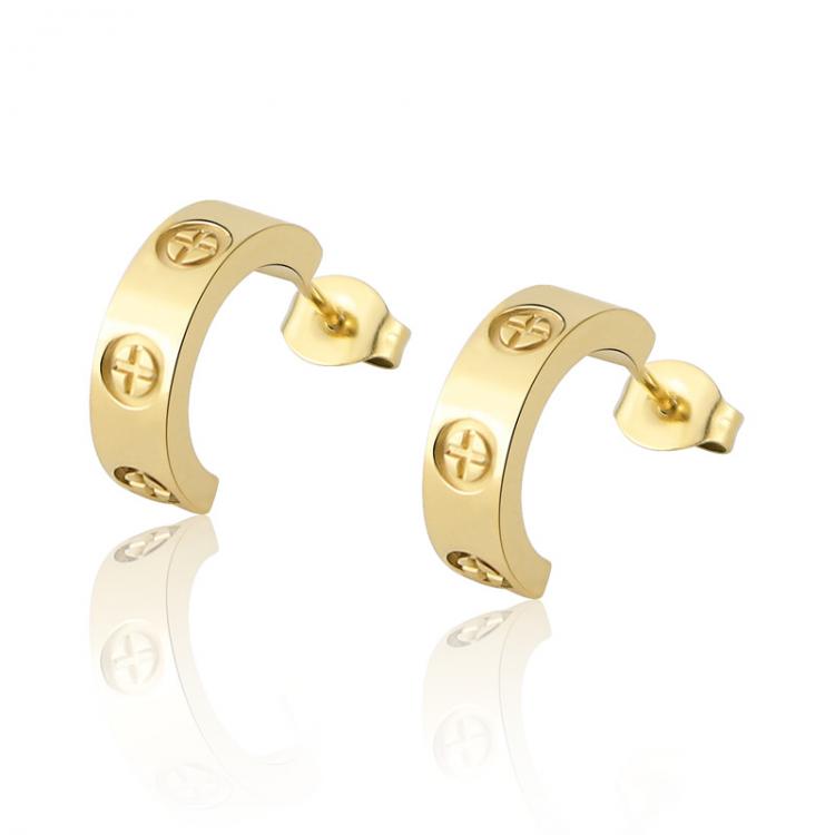 all in one place תכשיטי גברים Classic Luxury Jewelry C Shape Cross Screw Stud Earring For Women And Men Titanium Steel Top Quality Love Earrings Couple Gifts