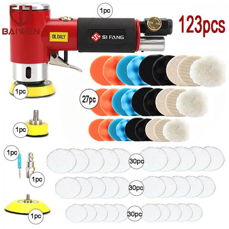 all in one place כלי עבודה Mini Orbital Air Sander Car Polisher Machine 2inch 3inch 90 Degrees Dual Action Pneumatic Tools With 27pcs Polishing Pad Kit