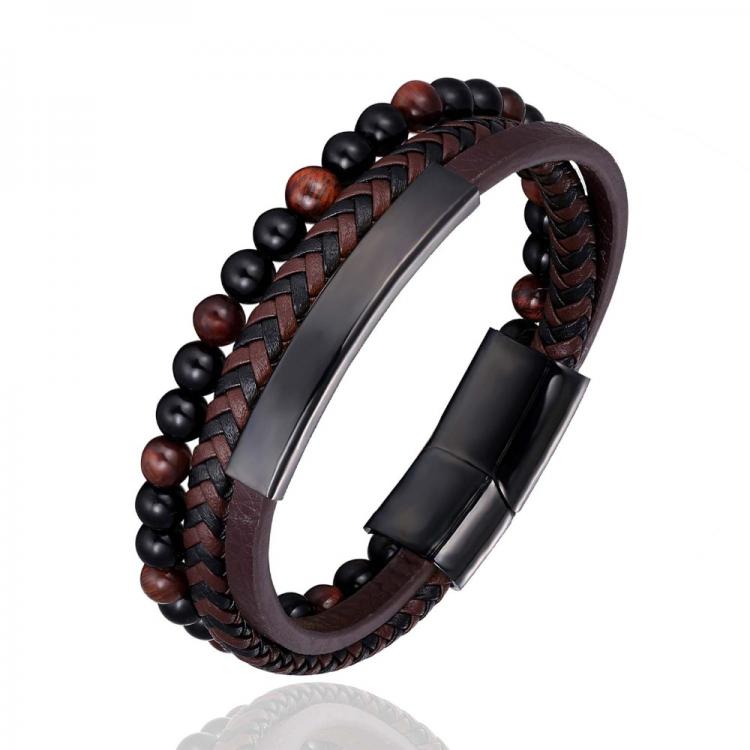 all in one place תכשיטי גברים High Quality NaturalLava Stone Micro-inlaid Copper Accessories Leather Stainless Steel Bracelet Men Women Fashion Jewelry Wrist