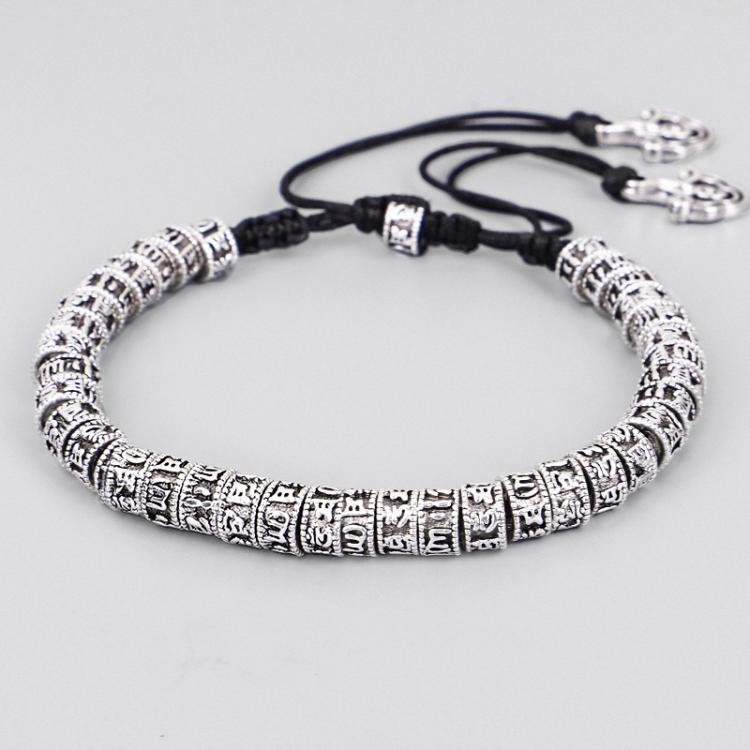 all in one place תכשיטי גברים Tibetan Buddhism Six Words Mantra Bracelet Handmade Rope Knot Amulet Beads Vintage Metal Amulet Beads Bracelet For Men Women