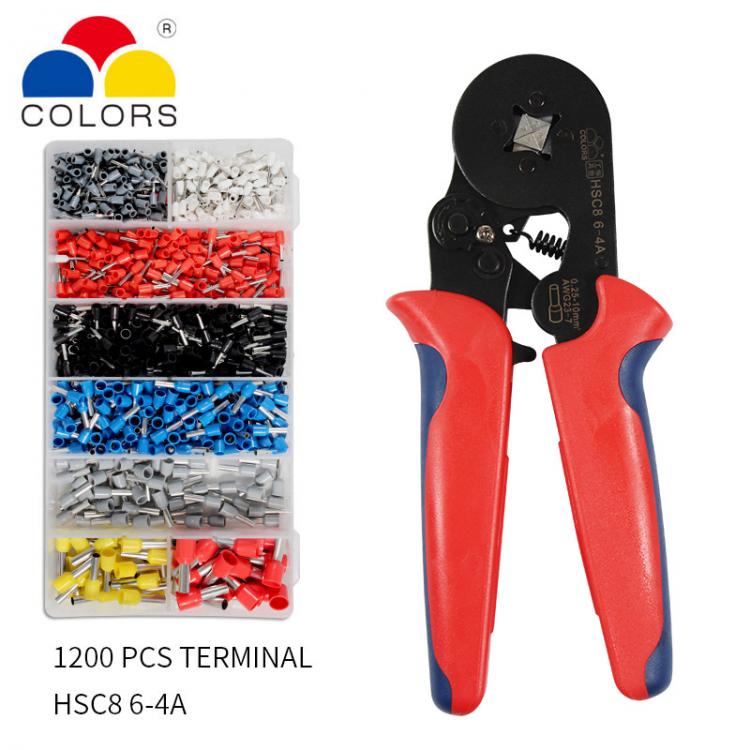 all in one place כלי עבודה HSC8 6-4 Terminal Crimping Pliers Wire Stripper Crimper Ferrule crimping tool Pliers Set+ 1200 Terminals Kit