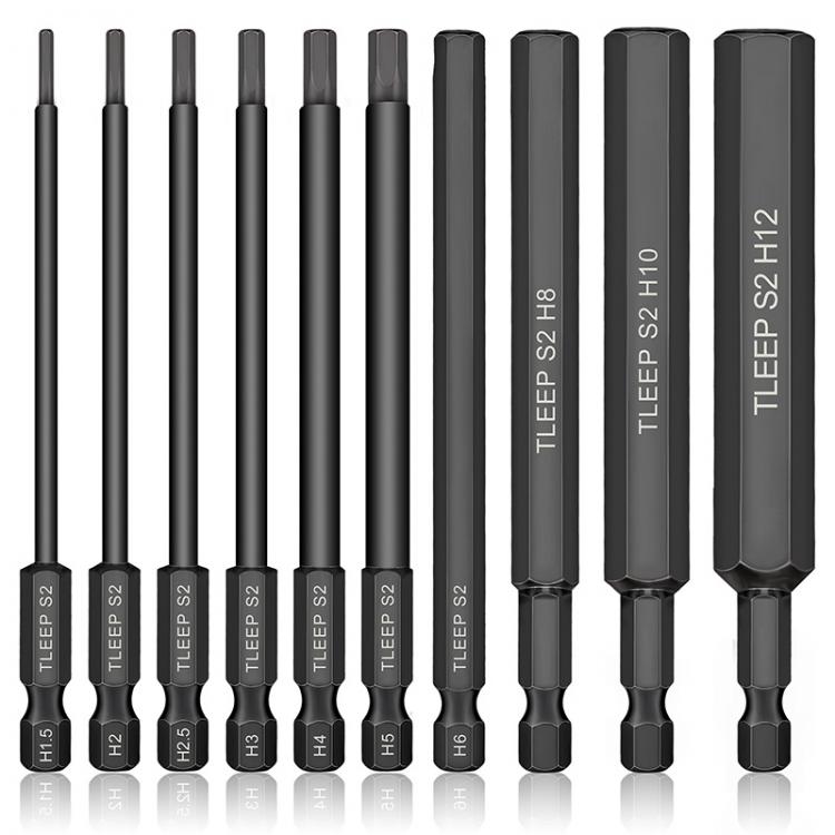 all in one place כלי עבודה 10pcs Hex Head Allen Wrench Drill Bit Set 100mm S2 Steel Allen Screwdriver Bits 1.5mm to 12mm Metric Hex Key Allen Bits with Mag
