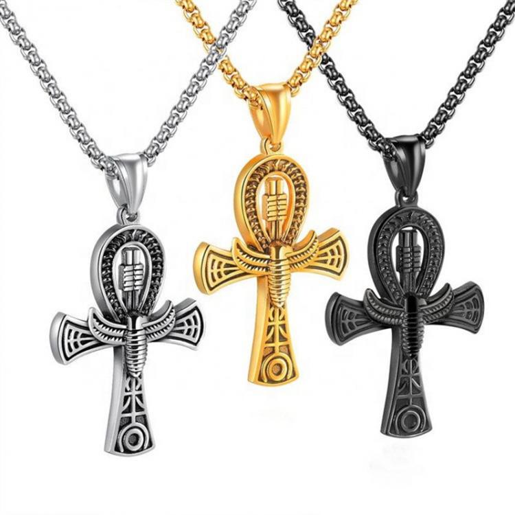 all in one place תכשיטי גברים Ancient Egyptian Cross Pendant Chain Ankh With Scarab Charm Men Cross Pendant Necklace the Key of Life Male Jewelry