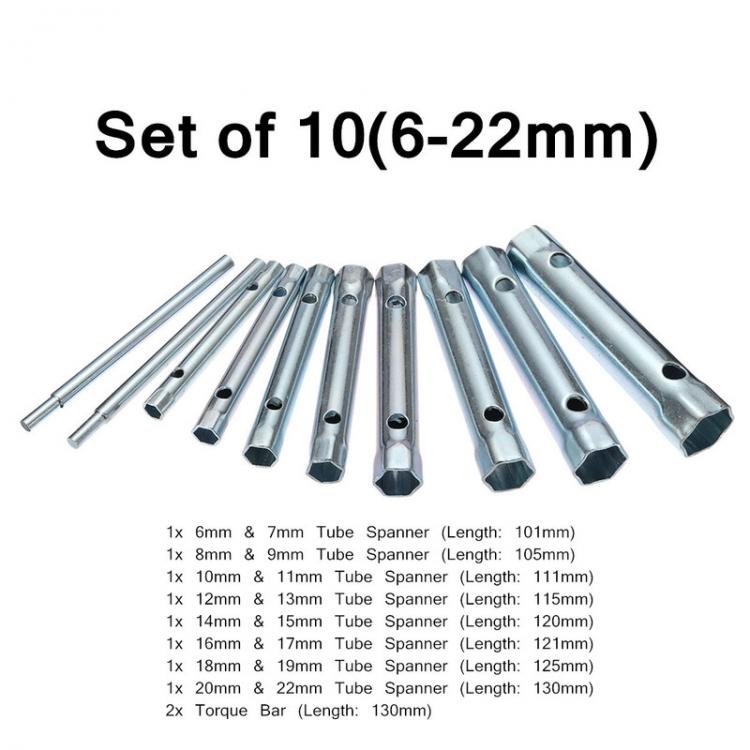 all in one place כלי עבודה 8-19mm 6-22mm 6PC/10PC Metric Tubular Box Wrench Set Tube Bar Spark-Plug Spanner Steel Double Ended for Automotive Plumb Repair