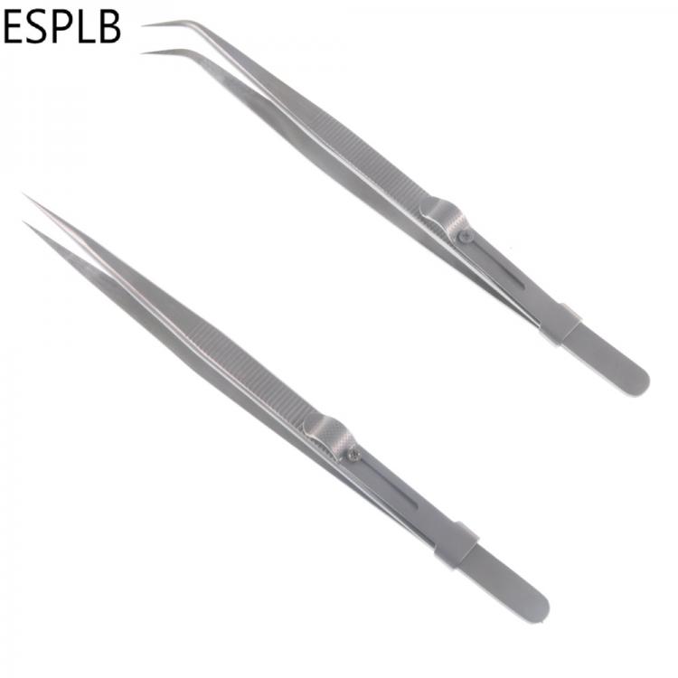 all in one place כלי עבודה 6.3'' Slide Lock Stainless Steel Presicion Adjustable Tweezers Straight/Curved Tip Anti Static Tweezers for Jewelry Elec