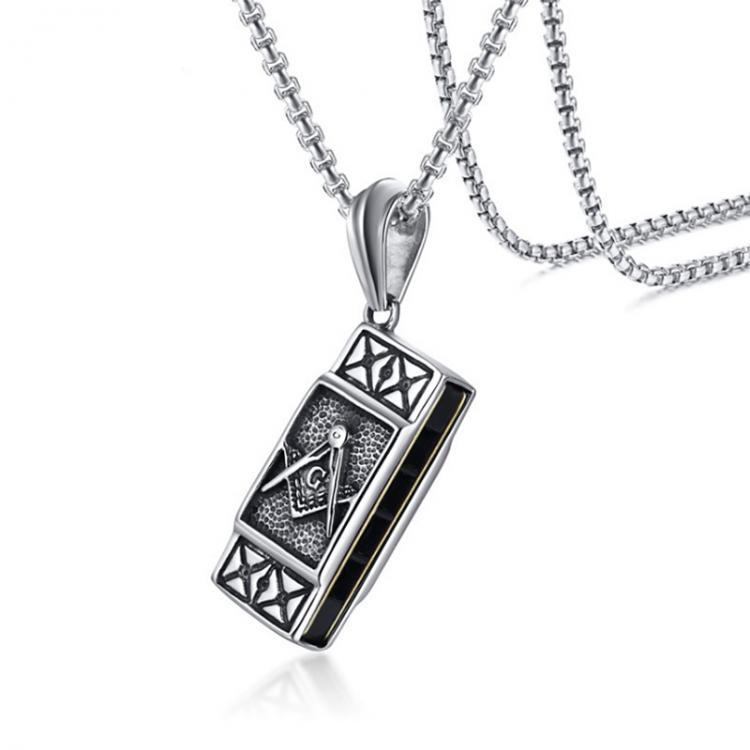 all in one place תכשיטי גברים Functional Harmonica (Can Play) Pendant for Men Necklace Stainless Steel Freemason Masonic Punk Male Jewelry