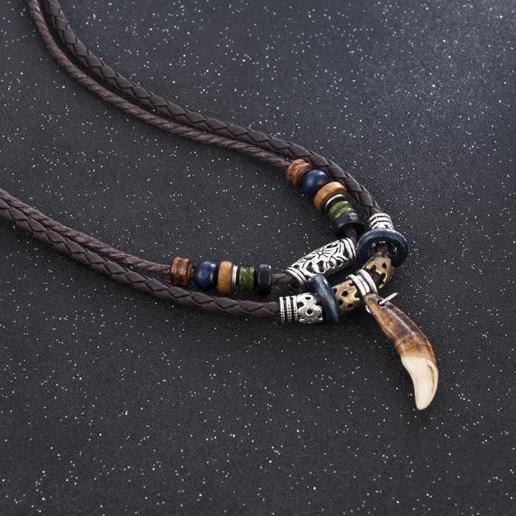 all in one place תכשיטי גברים 1PC Men's Bohemia Tooth Pendant Leather Beaded Weaved Necklace Christmas Gift Jewelry statement necklace initial necklace