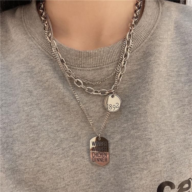 all in one place תכשיטי גברים Fashion Retro Multi-layered Titanium Steel Necklace Men Women Hip Hop Letters Necklaces Pendant Club Jewelry