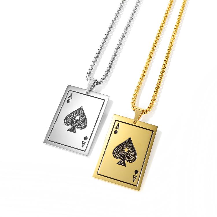 all in one place תכשיטי גברים Fashion Poker Ace Spades A Necklace Pendant for Men Playing Cards Lucky Funny Charm Male Jewelry