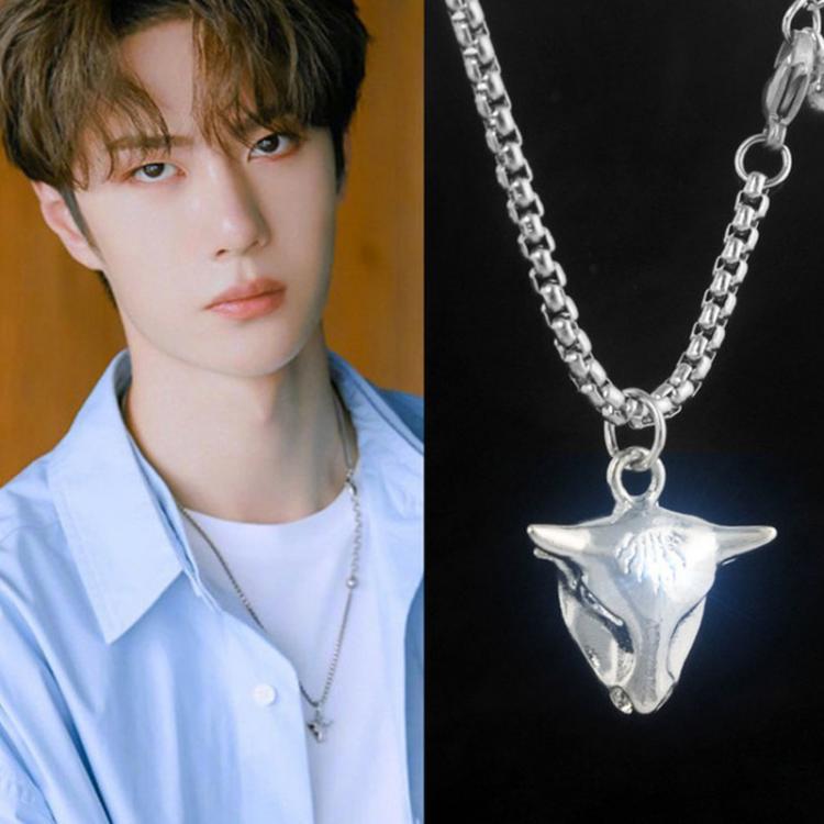 all in one place תכשיטי גברים Wang Yibo, Xiaozhan, the same accessory, male and female jewelrystar cow headdress,titanium steel chain, sweater chain, jewelry