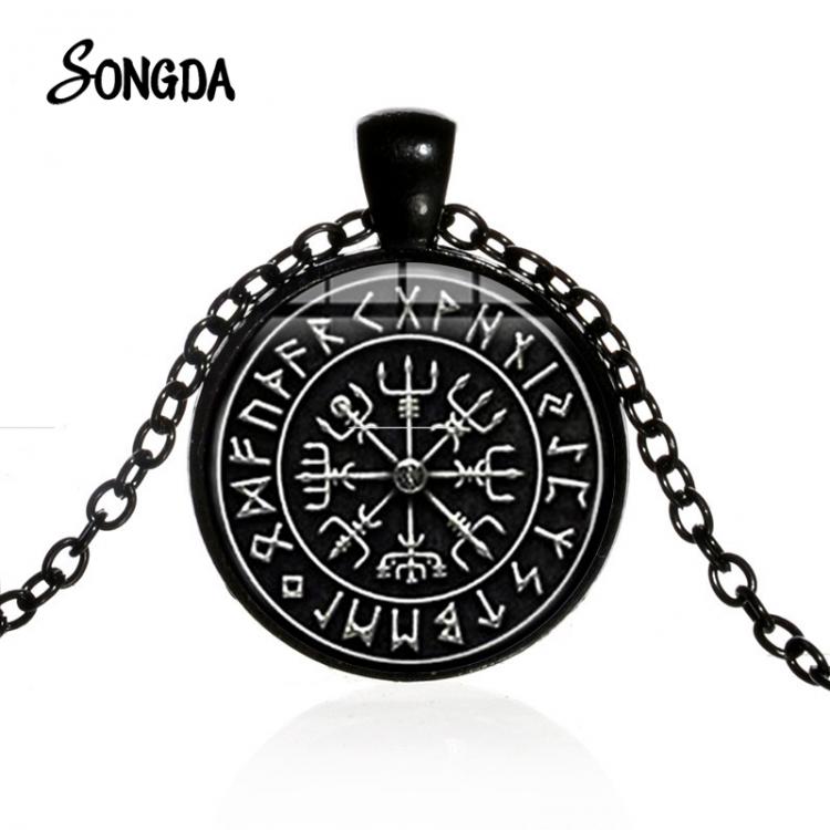all in one place תכשיטי גברים Viking Icelandic Compass Sign Necklace Vegvisir Helmet  Horror In Runic Scandinavian Norse Choker Punk Necklaces Men Wear