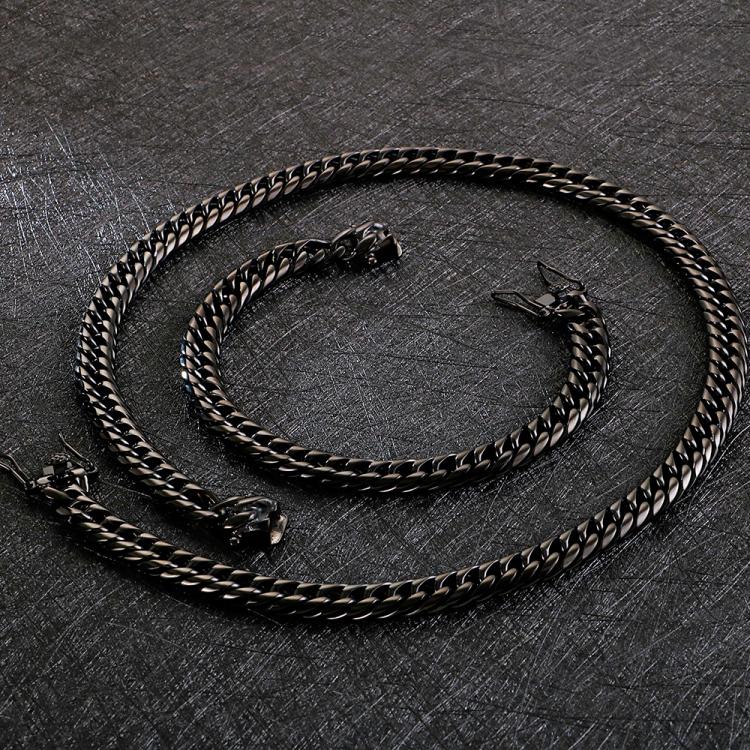 all in one place תכשיטי גברים Black 316L Stainless Steel Chain Bracelet Necklace Men 9MM Thick Mens Necklaces Hip Hop Male Jewelry Gifts For Husband Boyfriend