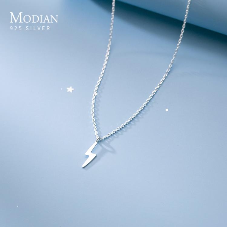 all in one place תכשיטי גברים Modian 925 Sterling Silver Simple Tiny Lightning Cute Necklace Trendy Charm Pendant For Women Girl Exquisite Jewelry Accessories
