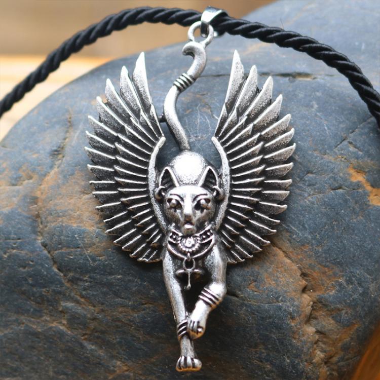 all in one place תכשיטי גברים Egypt Cat Angel Wings Bastet Ethnic Cat Jewelry Male WICCA Pagan Talisman Egyptian Sphinx Jwelry for Women Men Amulet Necklace
