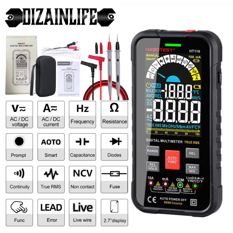 all in one place כלי עבודה Professional Digital Multimeter Auto Range Smart Multimeter 9999 Counts 600/1000V Ohm Hz Capacitance AC DC Voltage Meter Tester