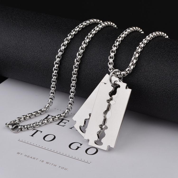 all in one place תכשיטי גברים Hip Hop Razor Blade Pendant neckalce for men male Stainless Steel Punk jewelry Women Neck Chain Rock Collier Fashion Streetwear