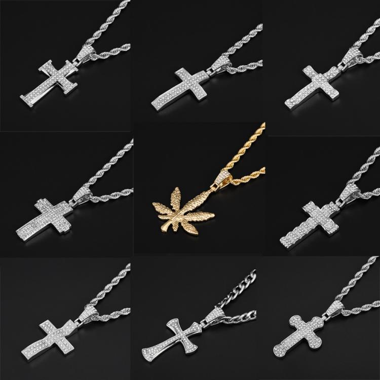 all in one place תכשיטי גברים Classic Men Cross Pendant Necklace For Male Stainless Steel Necklace Statement Cruz Jewelry 24" Link Chain Maple Leaf Pendant