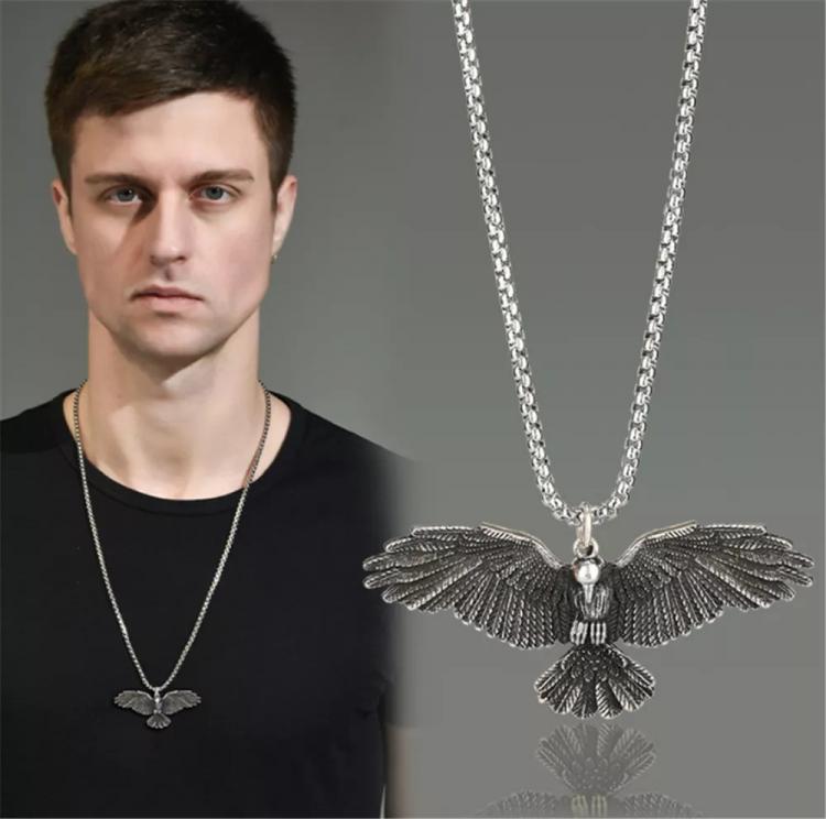 all in one place תכשיטי גברים 2021 New Arrival Chain on The Neck Retro Eagle Pendant Punk Necklace Retro Female Trendy Male Eagle Pendant Animal Wholesale
