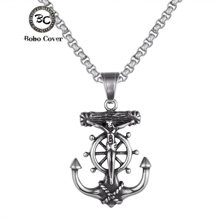 all in one place תכשיטי גברים Punk Men stainless steel viking oidn Anchor Necklace norse amulet thor head thor hammer MJOLNIR Pendant Cross Chain Male Jewelry