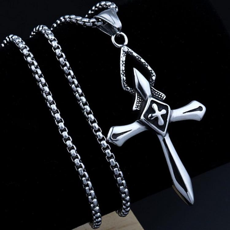 all in one place תכשיטי גברים Punk Royal Knight Cross Pendant Chain Necklace For Men Male Boy Retro Gothic Gift Wholesale 2021 New