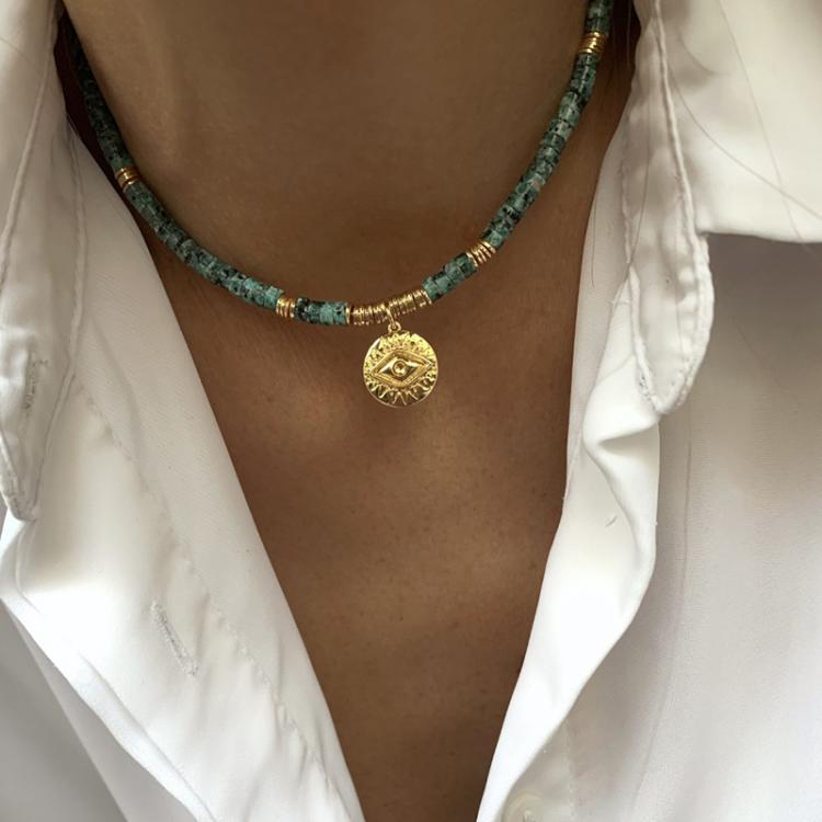 all in one place תכשיטי גברים Bohemian Handmade Jewelry Natural Stone Beaded Choker Evil Eye Pendant Necklace Female Male Retro Exquisite Fashion Gift, 2021
