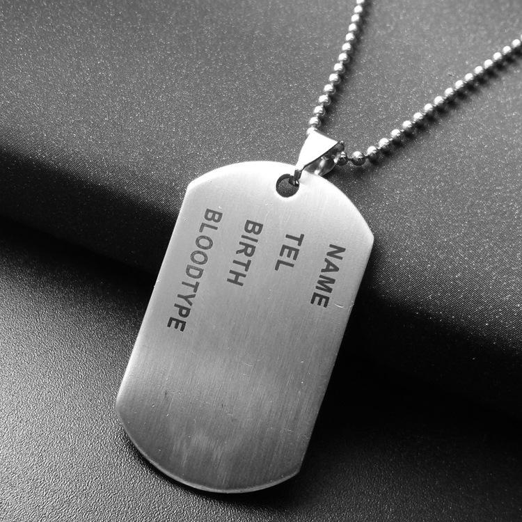 all in one place תכשיטי גברים Minimalist Square Dog Tag Soldier Pendants Necklaces Stainless Steel Letter Necklace For Mens Souvenir Jewelry Collier