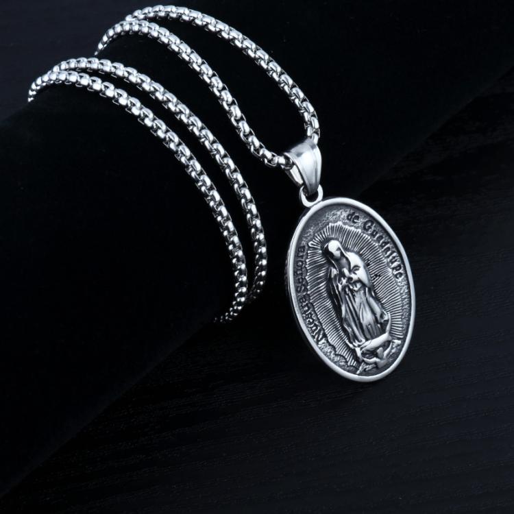 all in one place תכשיטי גברים HNSP Retro Virgin Mary Pendant Necklace For Men Women Lucky Jewelry Gift With Stainless Steel Chain